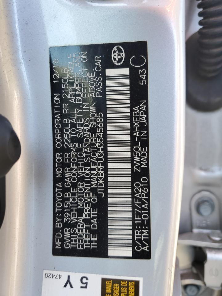 JTDKBRFU3H3545685 2017 Toyota Prius