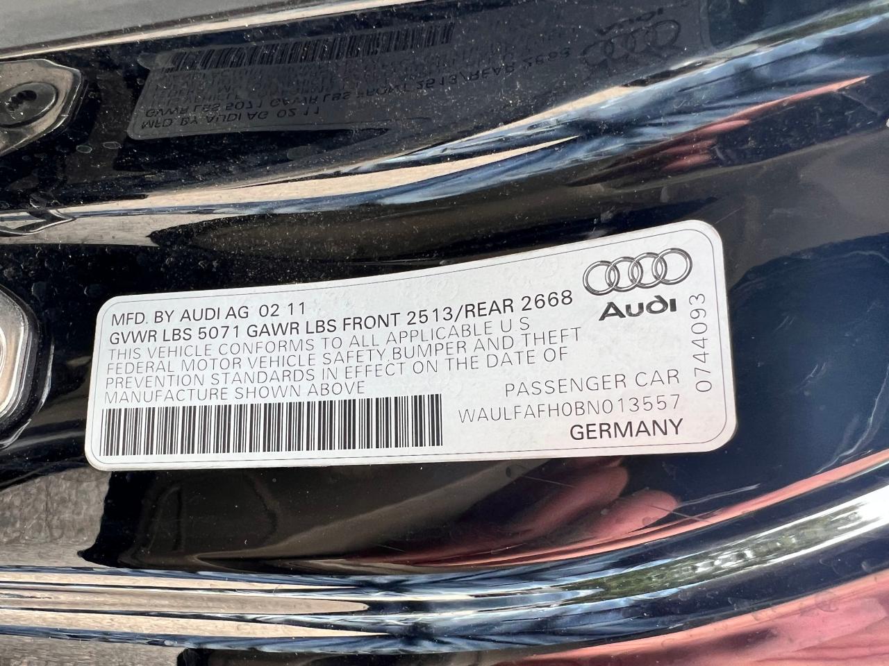 WAULFAFH0BN013557 2011 Audi A5 Premium Plus