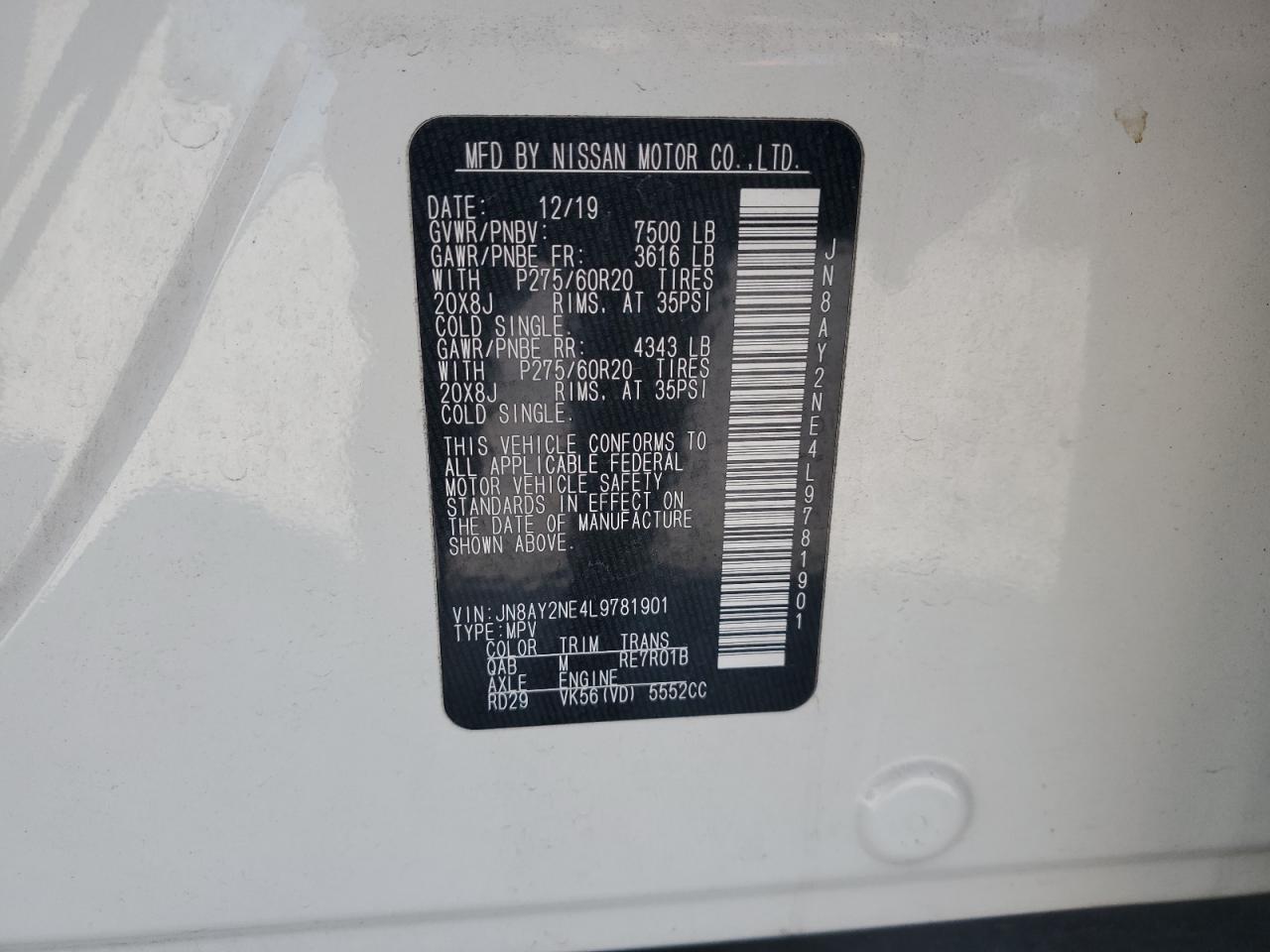 JN8AY2NE4L9781901 2020 NISSAN ARMADA - Image 16