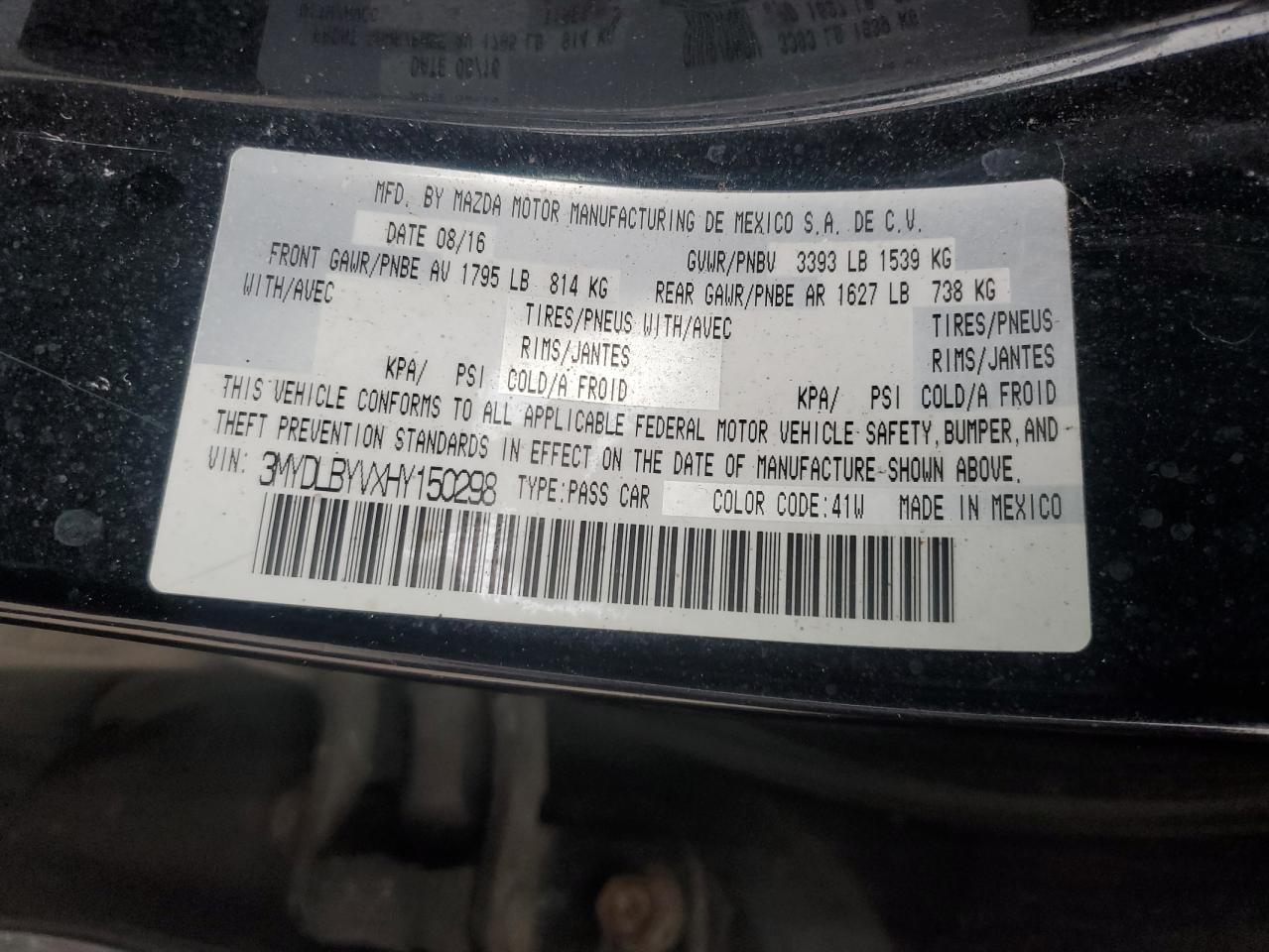 3MYDLBYVXHY150298 2017 Toyota Yaris Ia