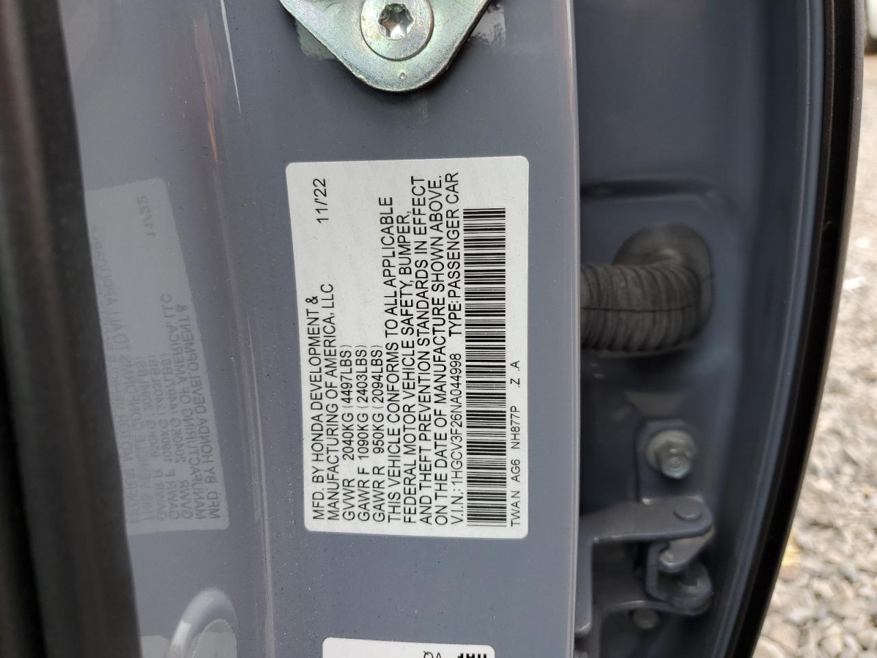 1HGCV3F26NA044998 2022 Honda Accord Hybrid Sport