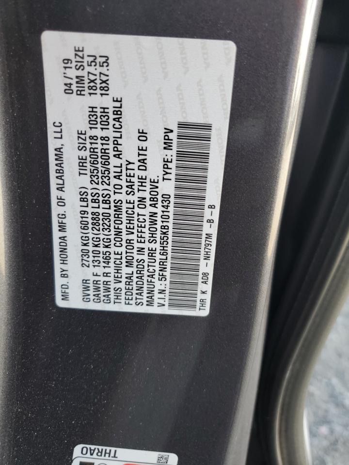 2019 Honda Odyssey Ex VIN: 5FNRL6H55KB101430 Lot: 70218424