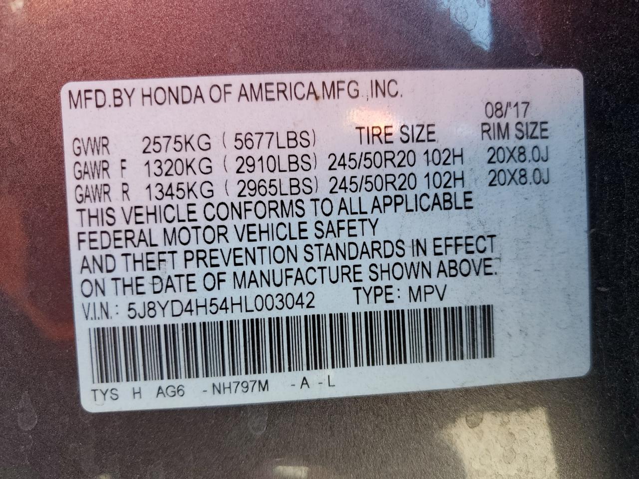 5J8YD4H54HL003042 2017 Acura Mdx Technology