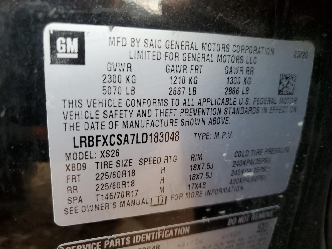 2020 Buick Envision Essence VIN: LRBFXCSA7LD183048 Lot: 73828314