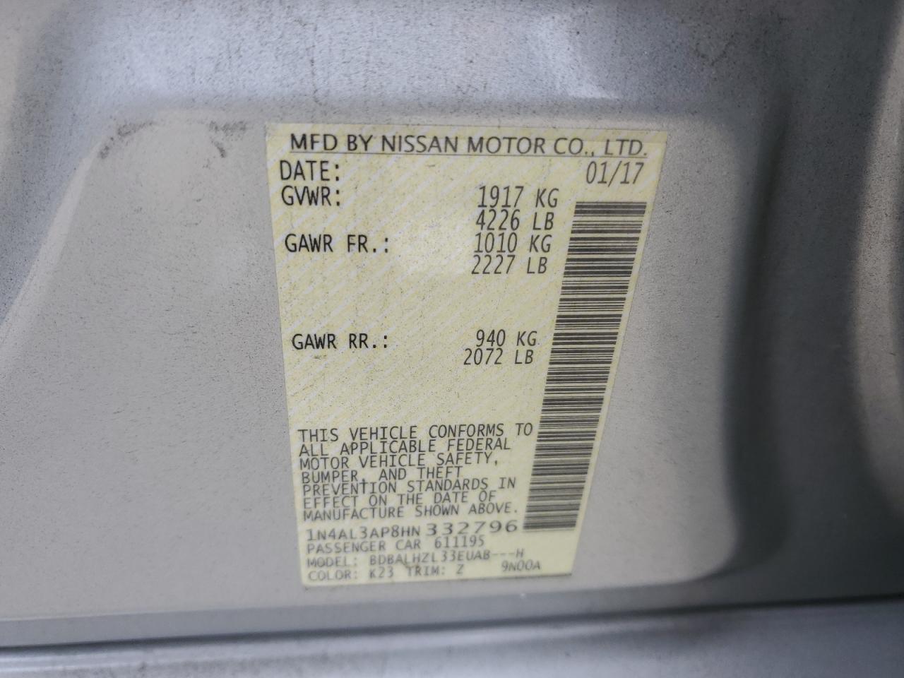 1N4AL3AP8HN332796 2017 Nissan Altima 2.5