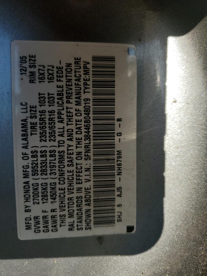 5FNRL38446B048019 2006 Honda Odyssey Ex