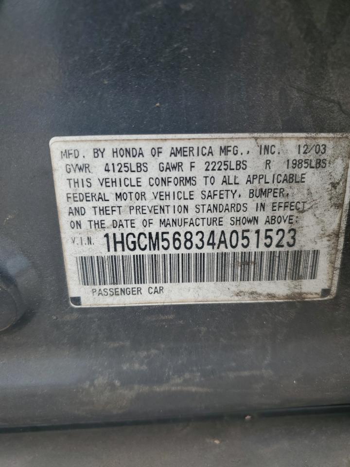 1HGCM56834A051523 2004 Honda Accord Ex