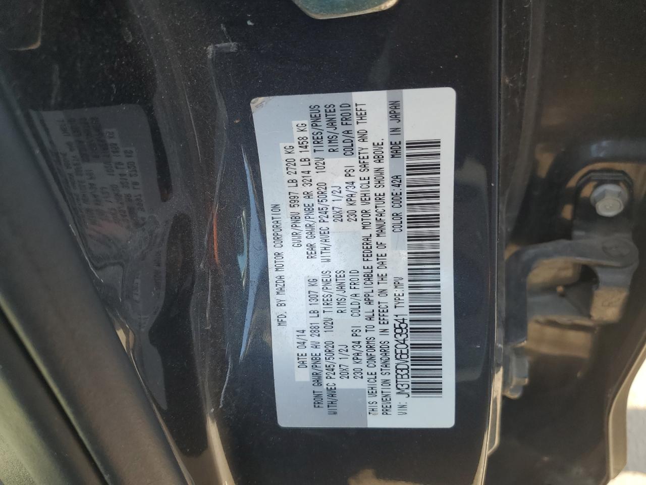 JM3TB3DV6E0439541 2014 Mazda Cx-9 Grand Touring