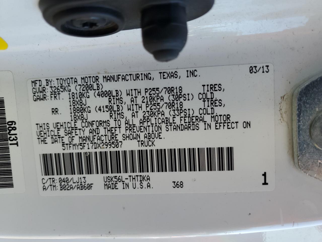 5TFMY5F17DX299507 2013 Toyota Tundra