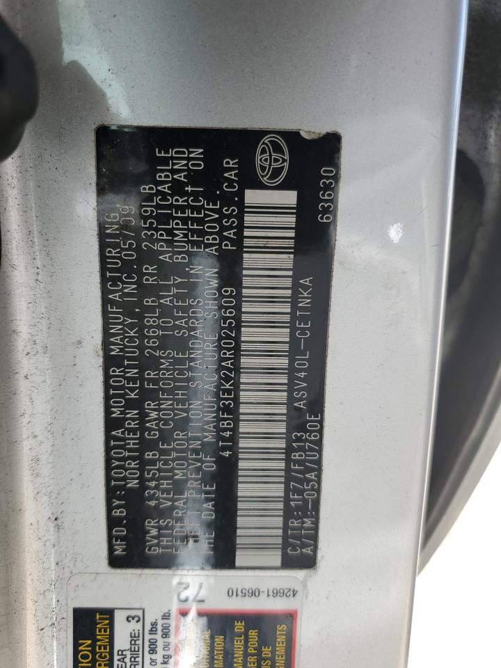 4T4BF3EK2AR025609 2010 Toyota Camry Base