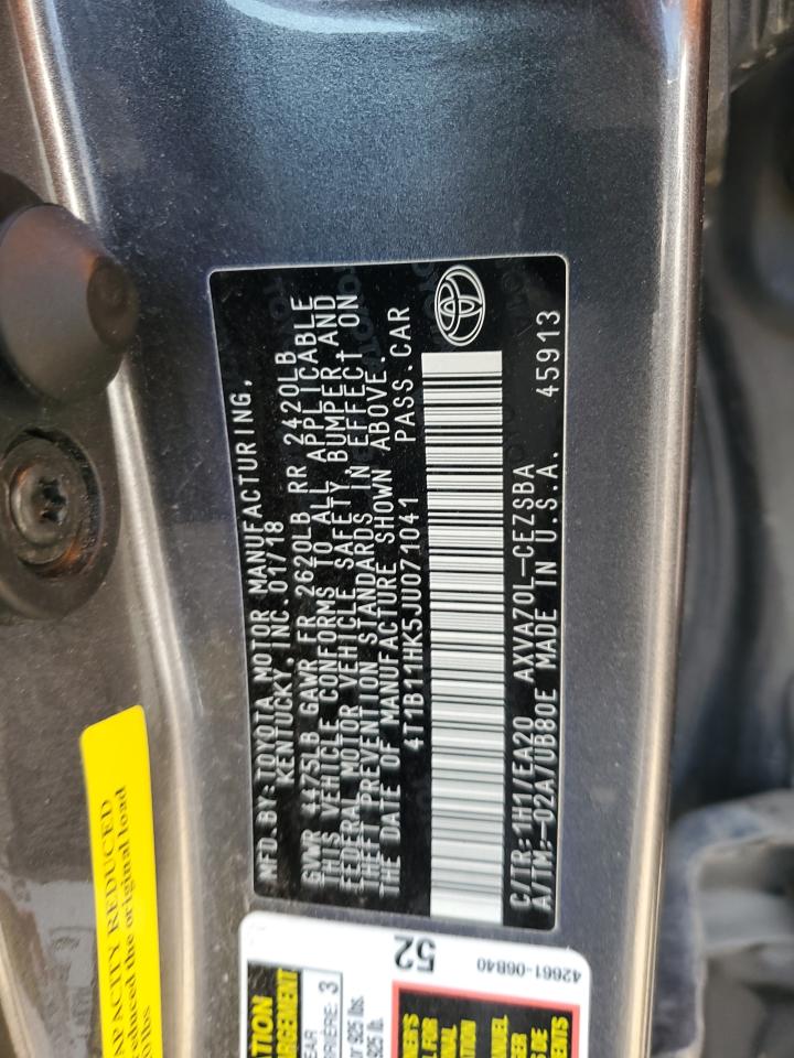 4T1B11HK5JU071041 2018 Toyota Camry L