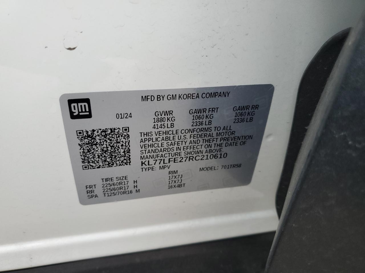 KL77LFE27RC210610 2024 Chevrolet Trax Ls