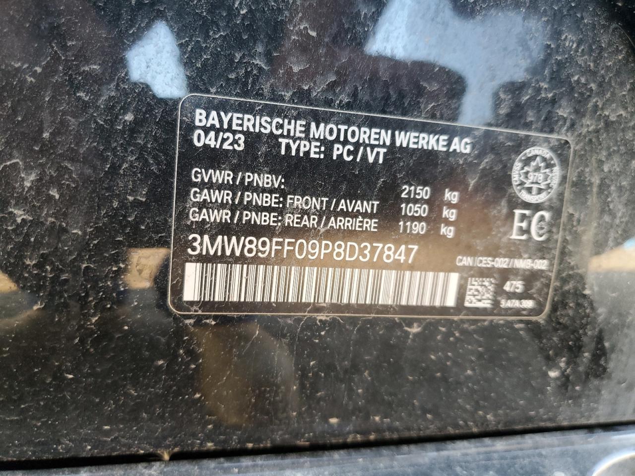 3MW89FF09P8D37847 2023 BMW 330Xi