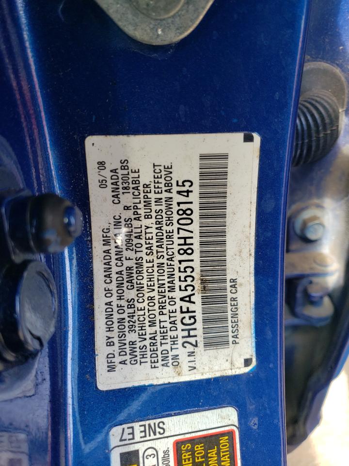 2HGFA55518H708145 2008 Honda Civic Si