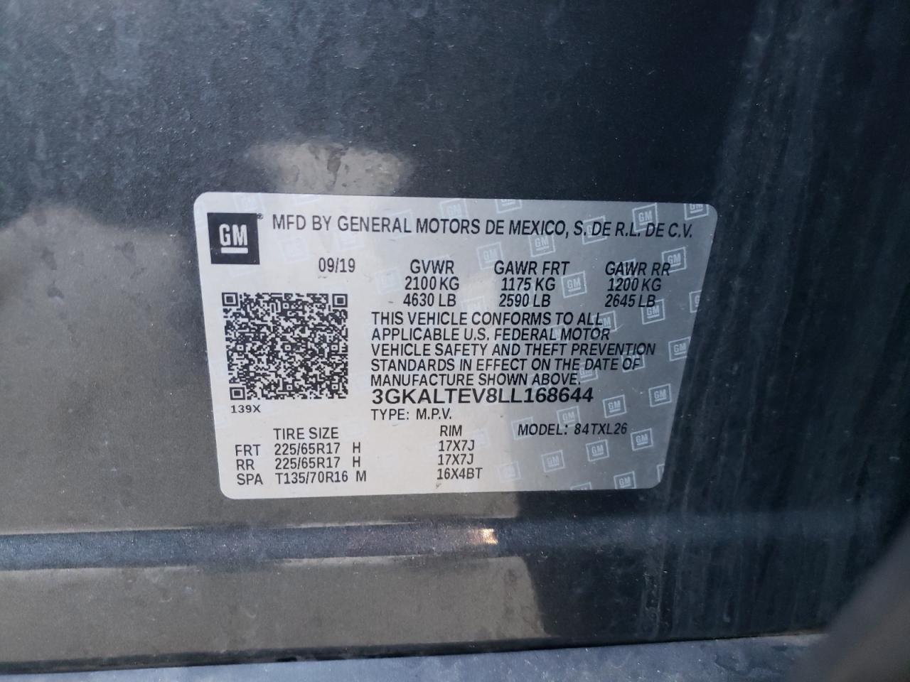 3GKALTEV8LL168644 2020 GMC Terrain Sle