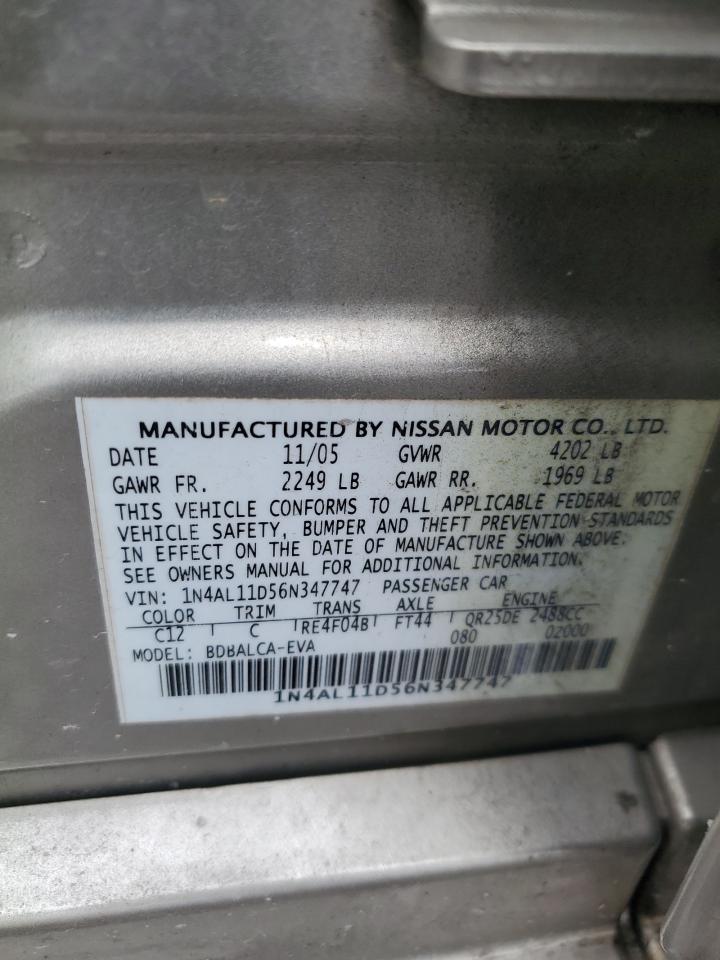 1N4AL11D56N347747 2006 Nissan Altima S