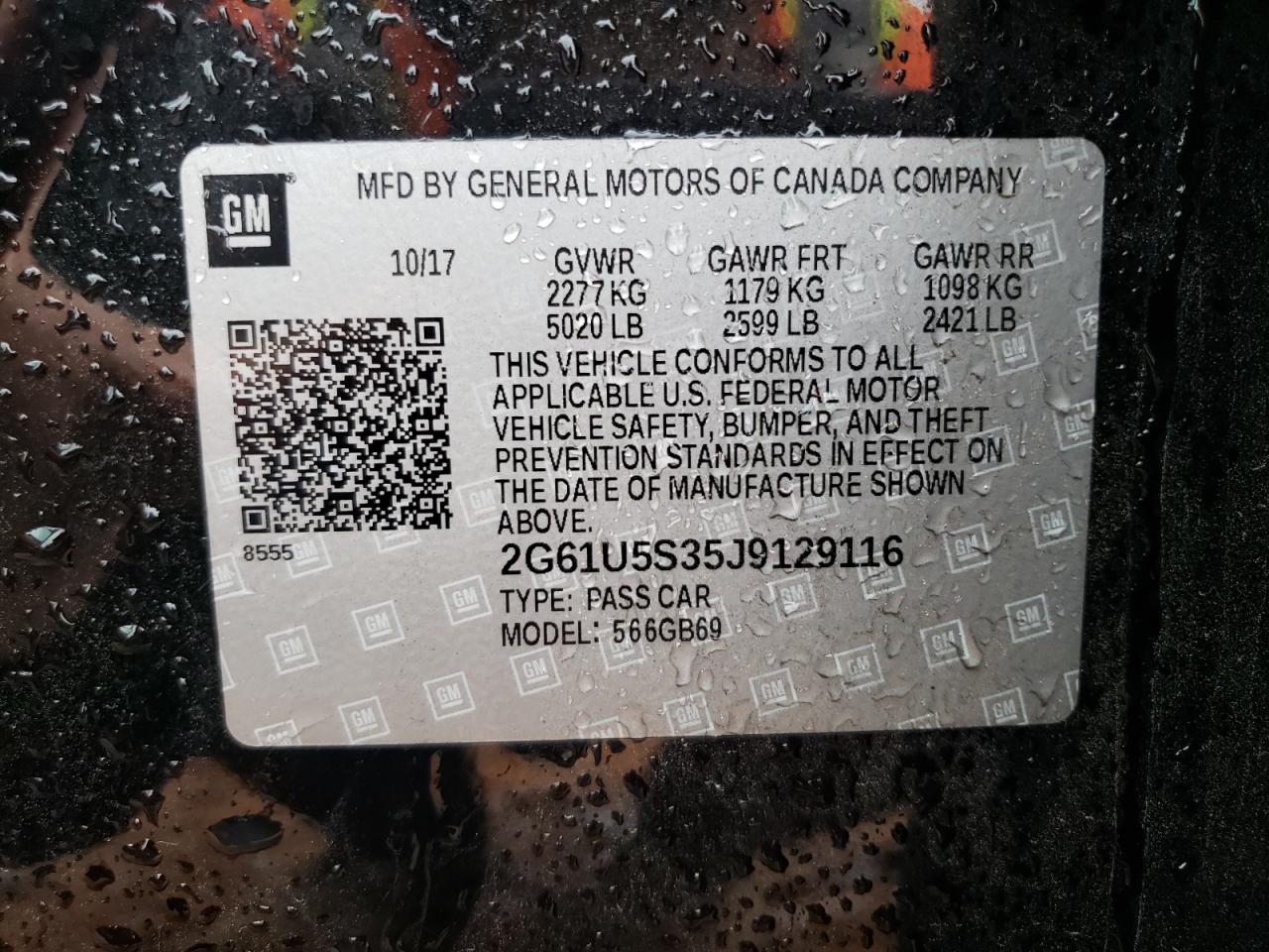 2G61U5S35J9129116 2018 Cadillac Xts