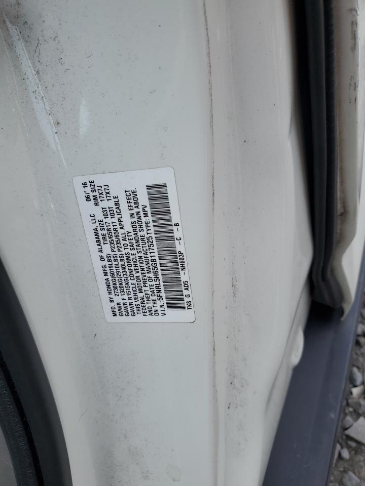 5FNRL5H65GB117525 2016 Honda Odyssey Exl