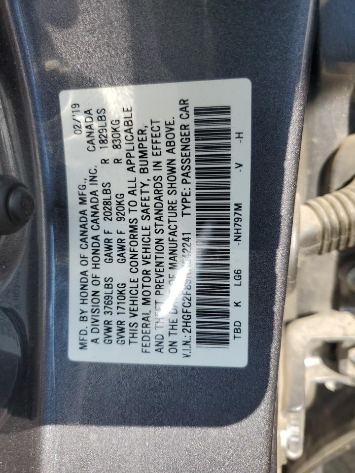 2HGFC2F89KH542241 2019 Honda Civic Sport