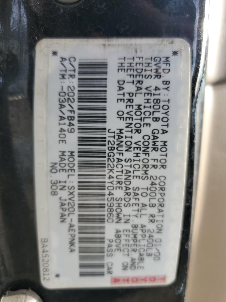 JT2BG22K4Y0459860 2000 Toyota Camry Ce