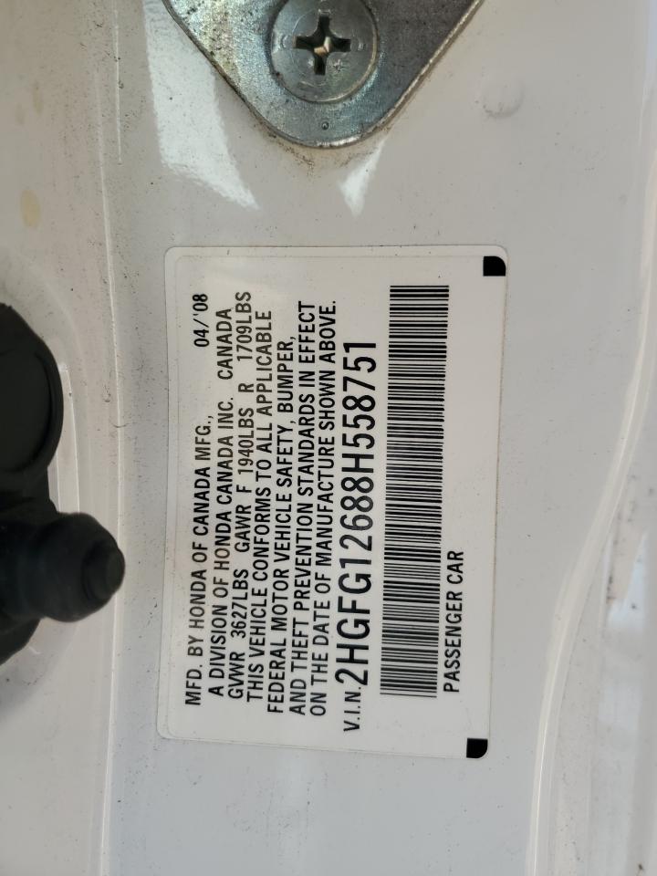 2HGFG12688H558751 2008 Honda Civic Lx