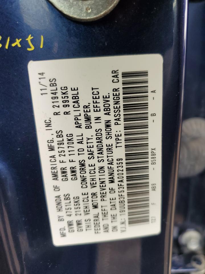 19UUB3F53FA002359 2015 Acura Tlx Tech