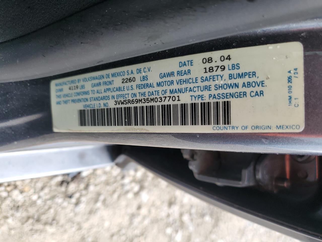 3VWSR69M35M037701 2005 Volkswagen Jetta Gls Tdi