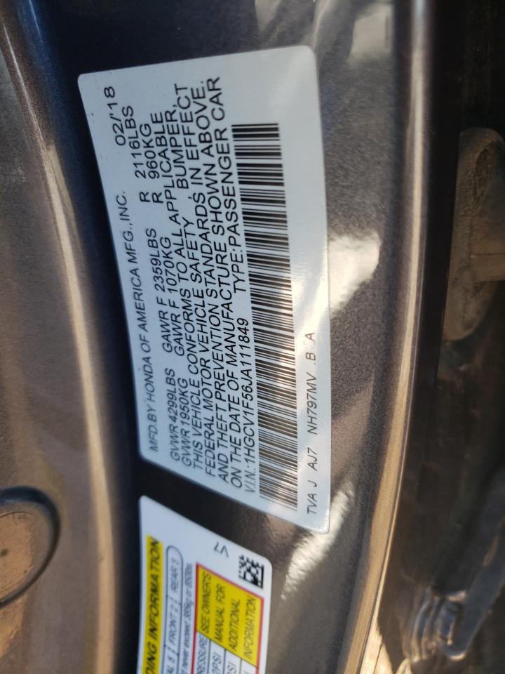 1HGCV1F56JA111849 2018 Honda Accord Exl