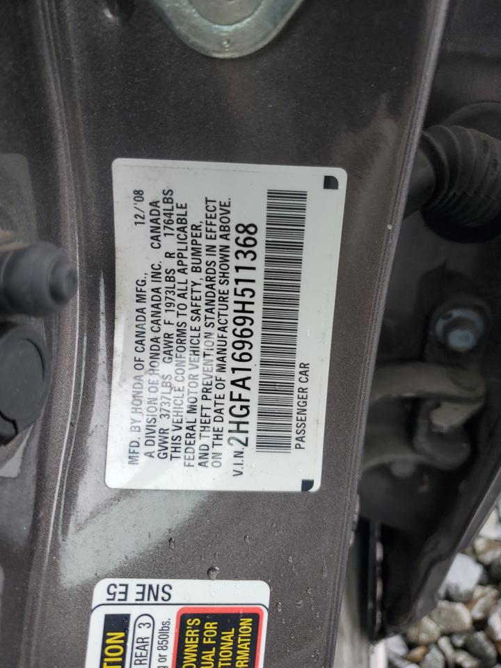 2HGFA16969H511368 2009 Honda Civic Exl