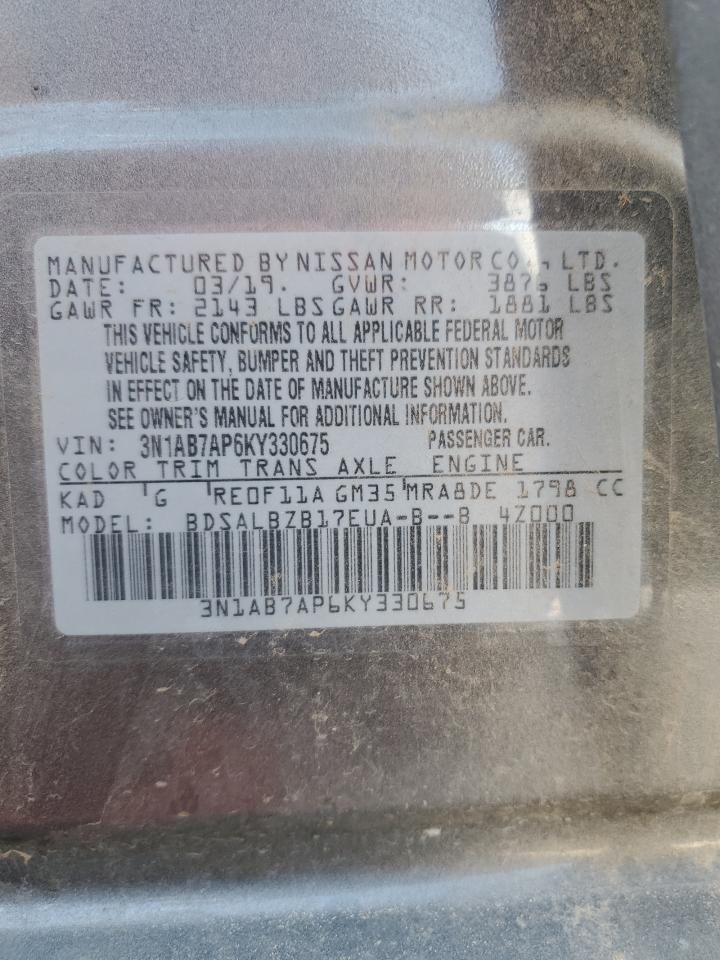 3N1AB7AP6KY330675 2019 Nissan Sentra S