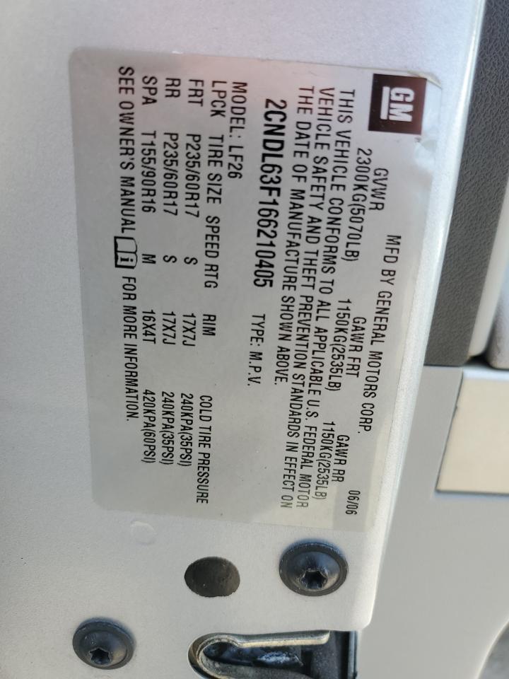 2CNDL63F166210405 2006 Chevrolet Equinox Lt