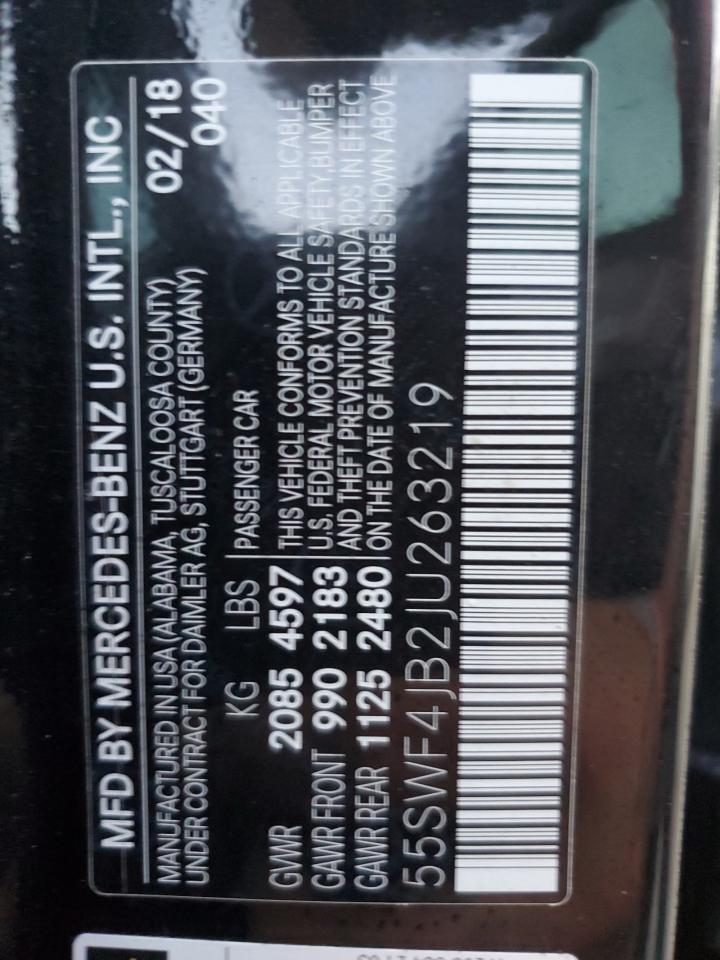 2018 Mercedes-Benz C 300 VIN: 55SWF4JB2JU263219 Lot: 73709864