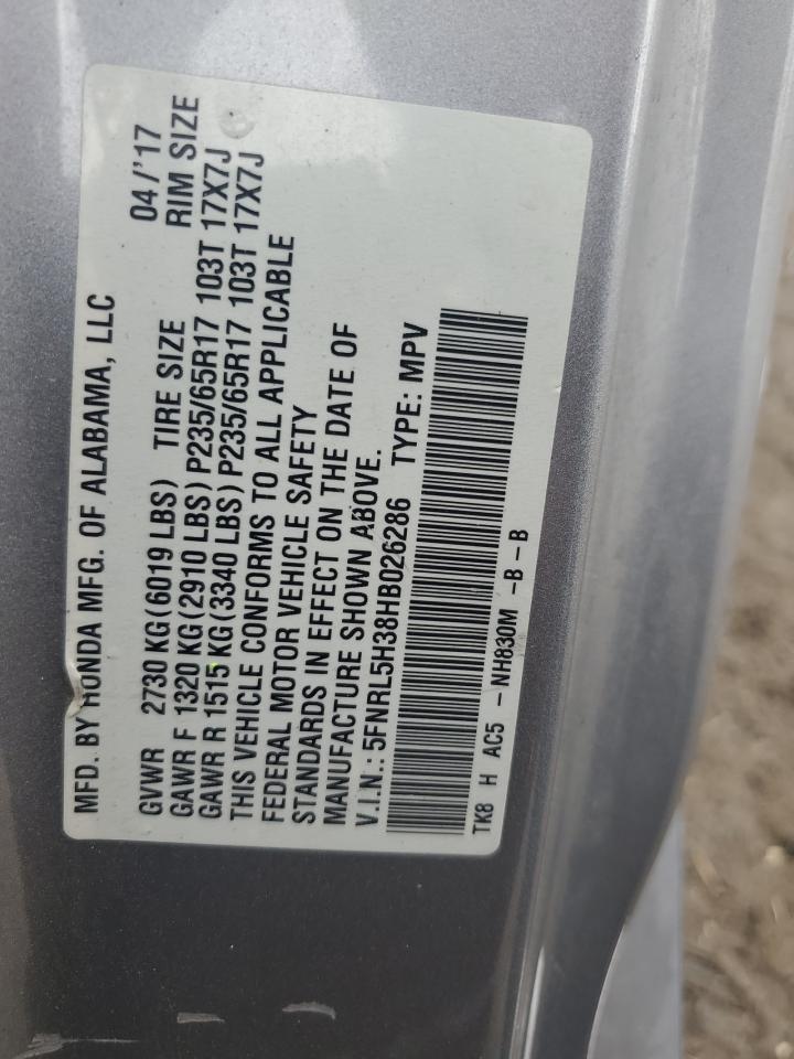 5FNRL5H38HB026286 2017 Honda Odyssey Se