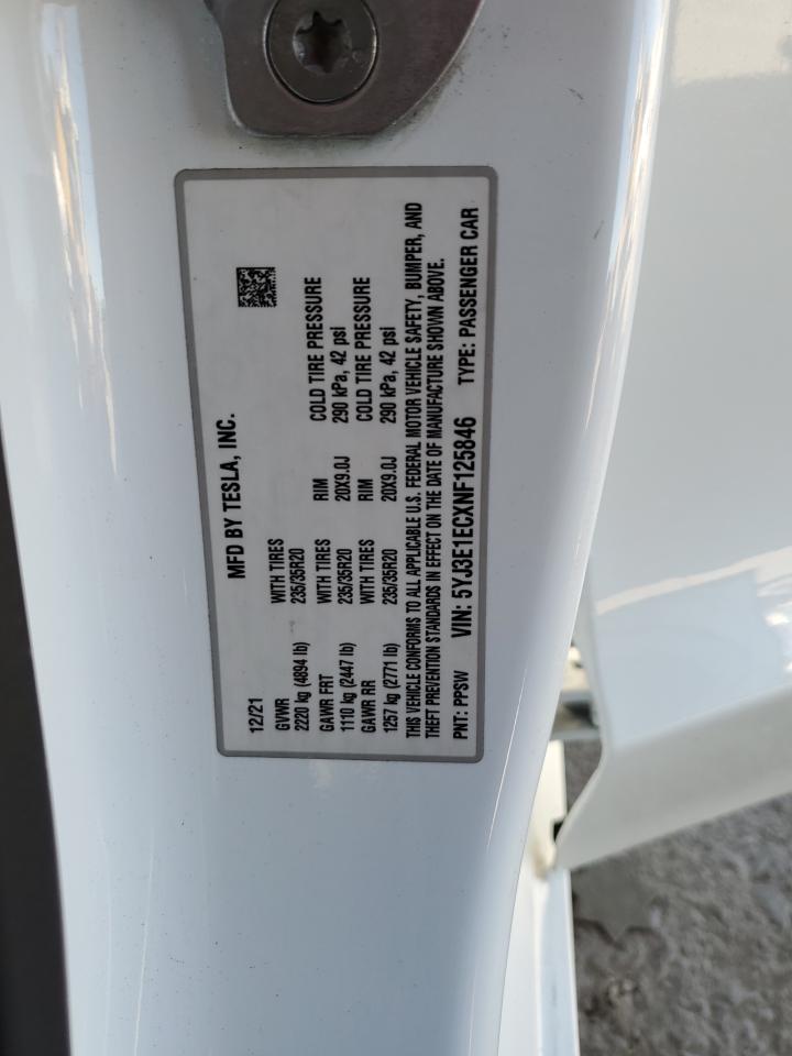 5YJ3E1ECXNF125846 2022 Tesla Model 3