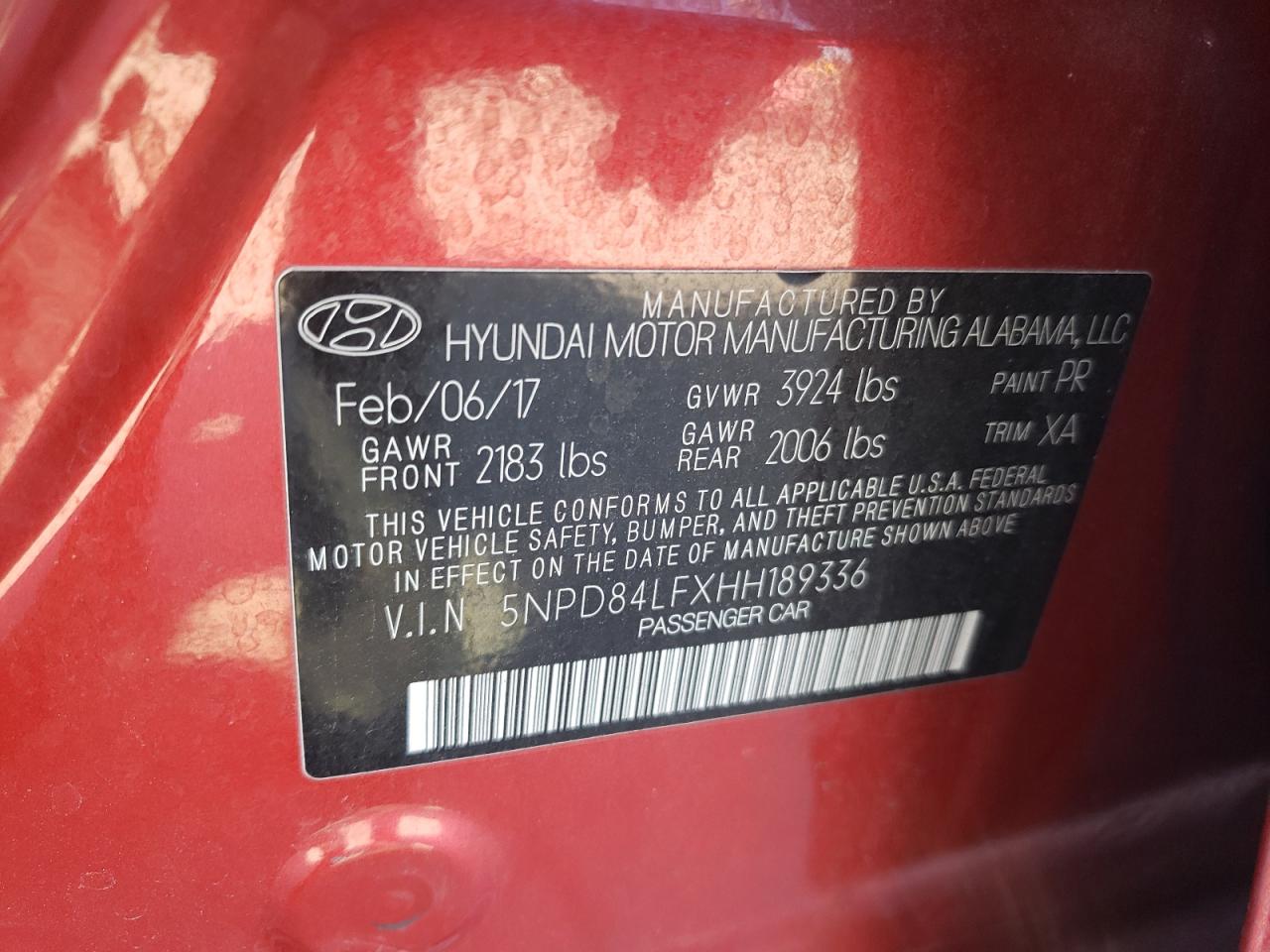 5NPD84LFXHH189336 2017 Hyundai Elantra Se