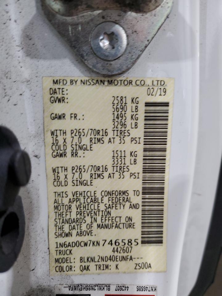 1N6AD0CW7KN746585 2019 Nissan Frontier Sv