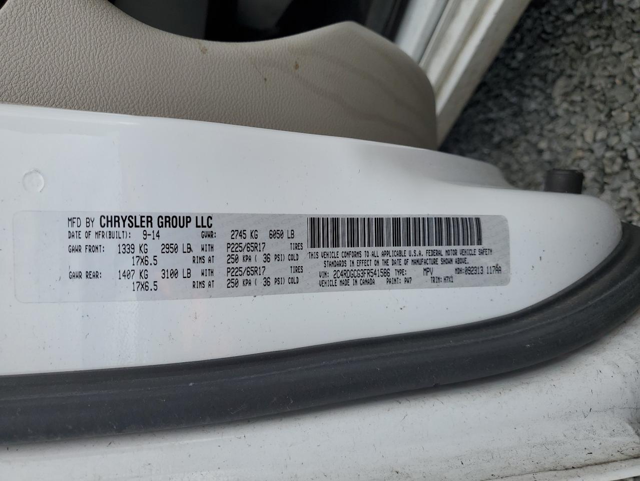 2C4RDGCG3FR541586 2015 Dodge Grand Caravan Sxt