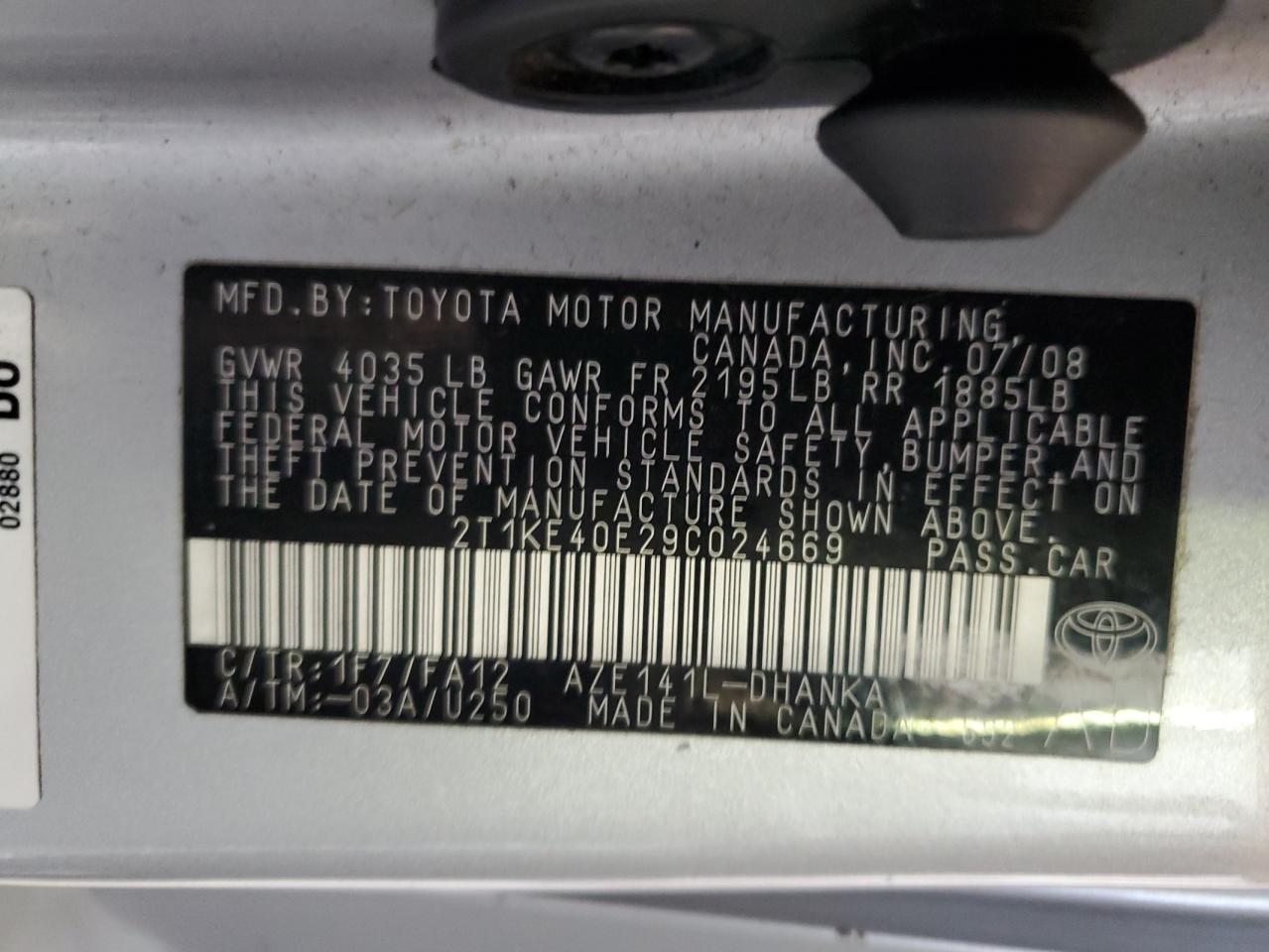 2T1KE40E29C024669 2009 Toyota Corolla Matrix S