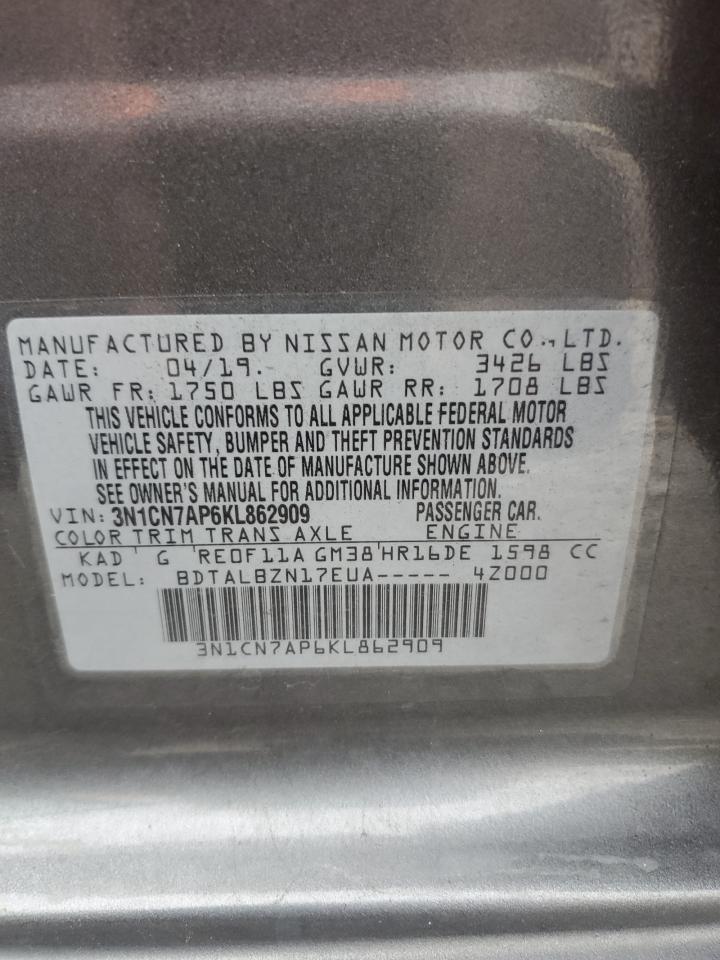 3N1CN7AP6KL862909 2019 Nissan Versa S