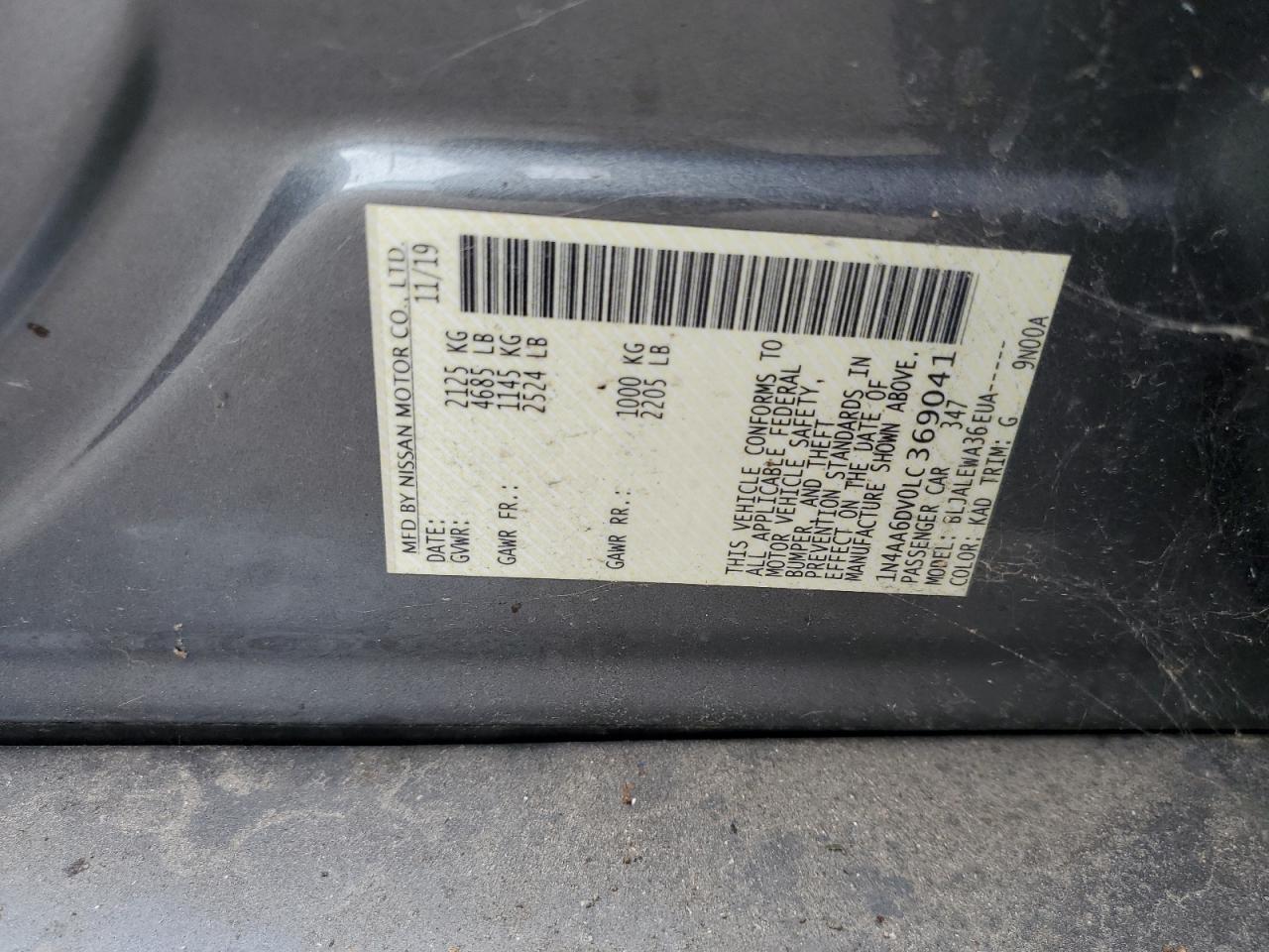 1N4AA6DV0LC369041 2020 Nissan Maxima Sl