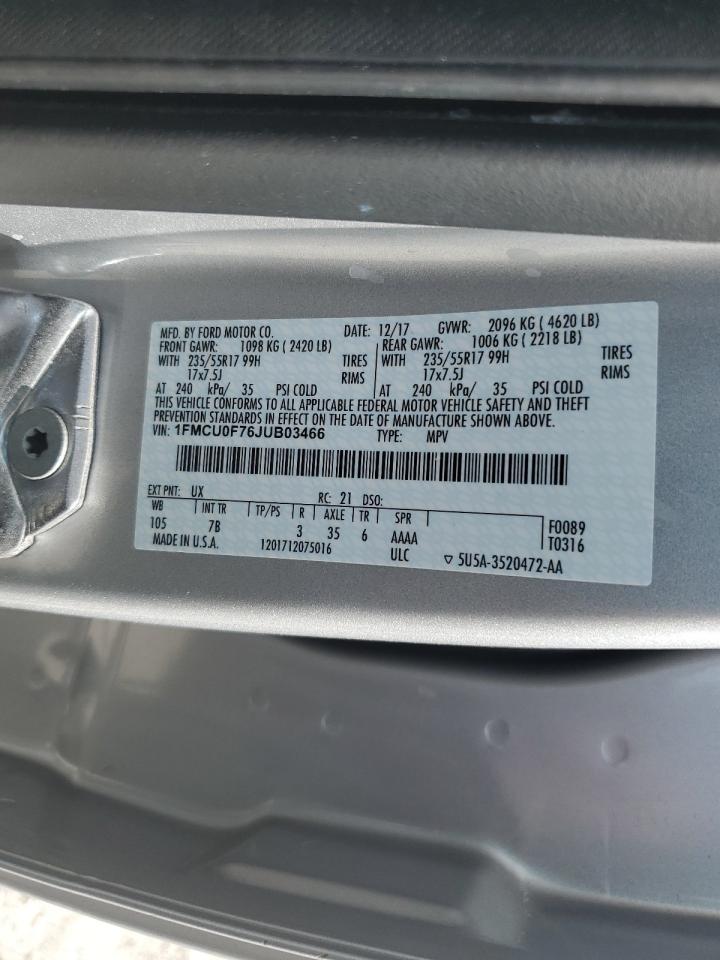 1FMCU0F76JUB03466 2018 Ford Escape S