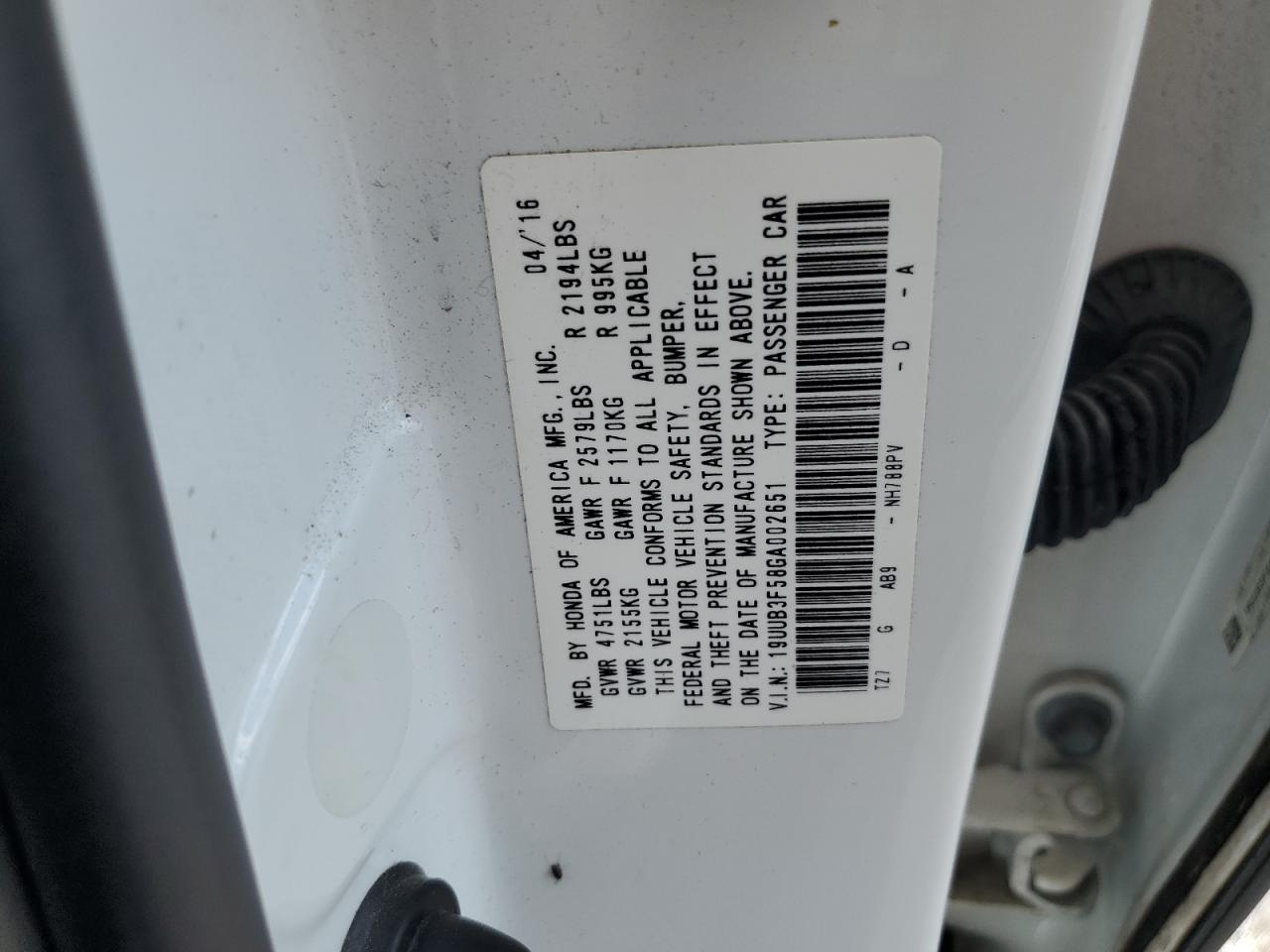 19UUB3F58GA002651 2016 Acura Tlx Tech