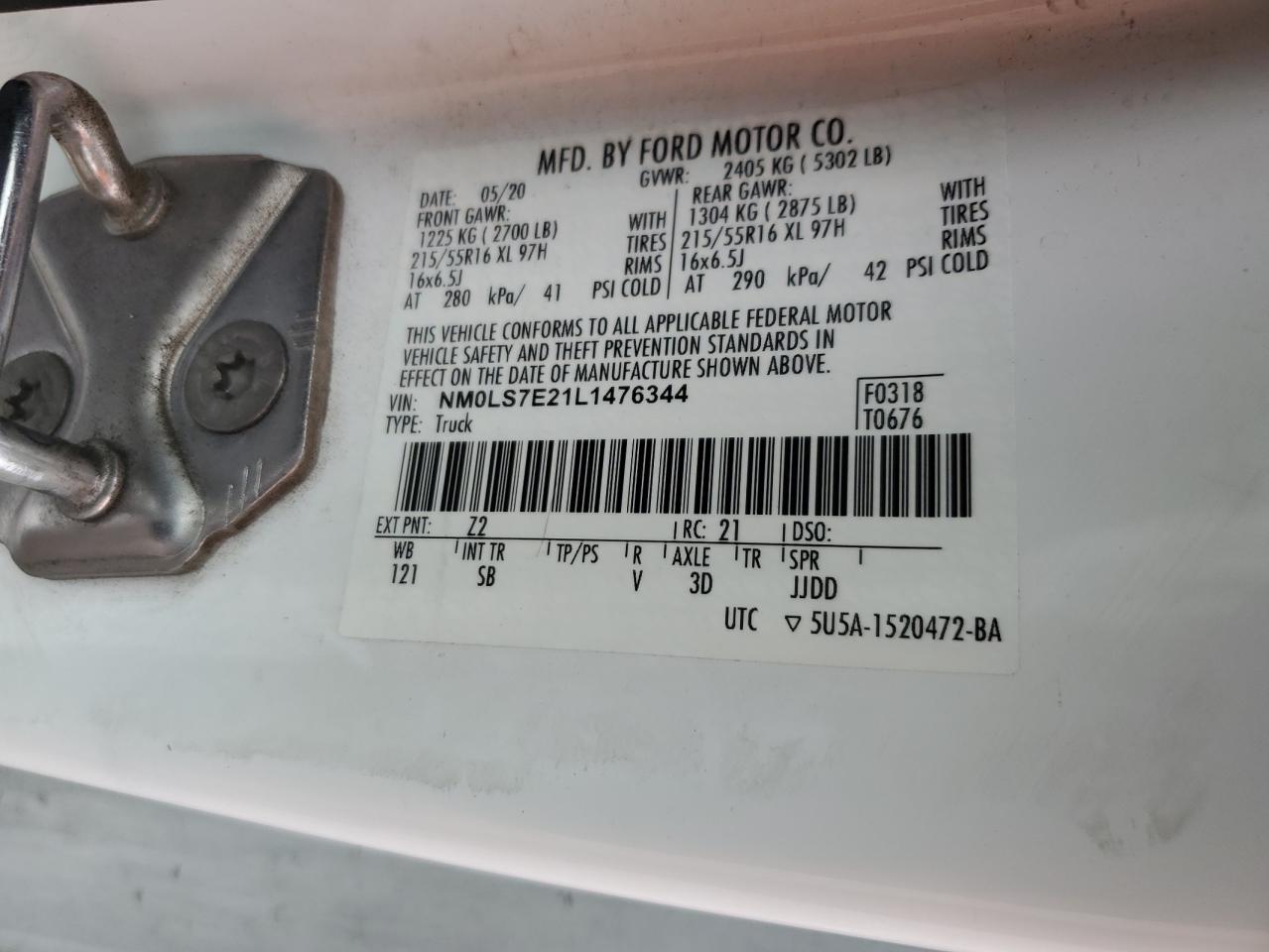 NM0LS7E21L1476344 2020 Ford Transit Connect Xl