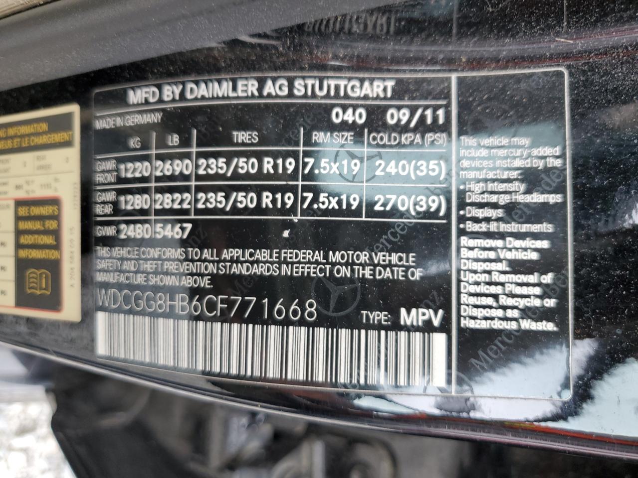 WDCGG8HB6CF771668 2012 Mercedes-Benz Glk 350 4Matic