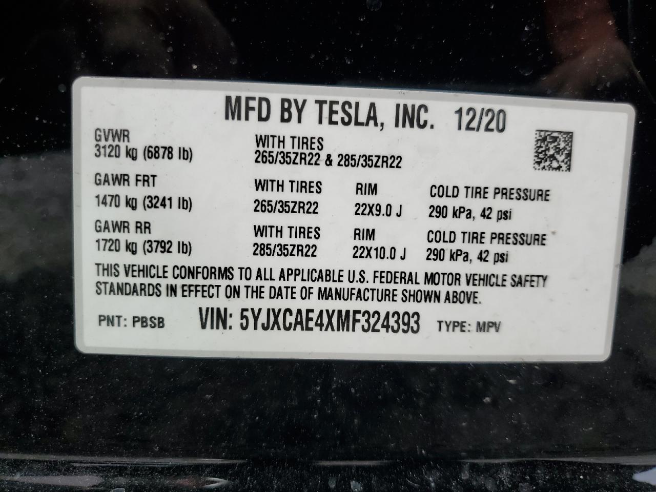 5YJXCAE4XMF324393 2021 Tesla Model X