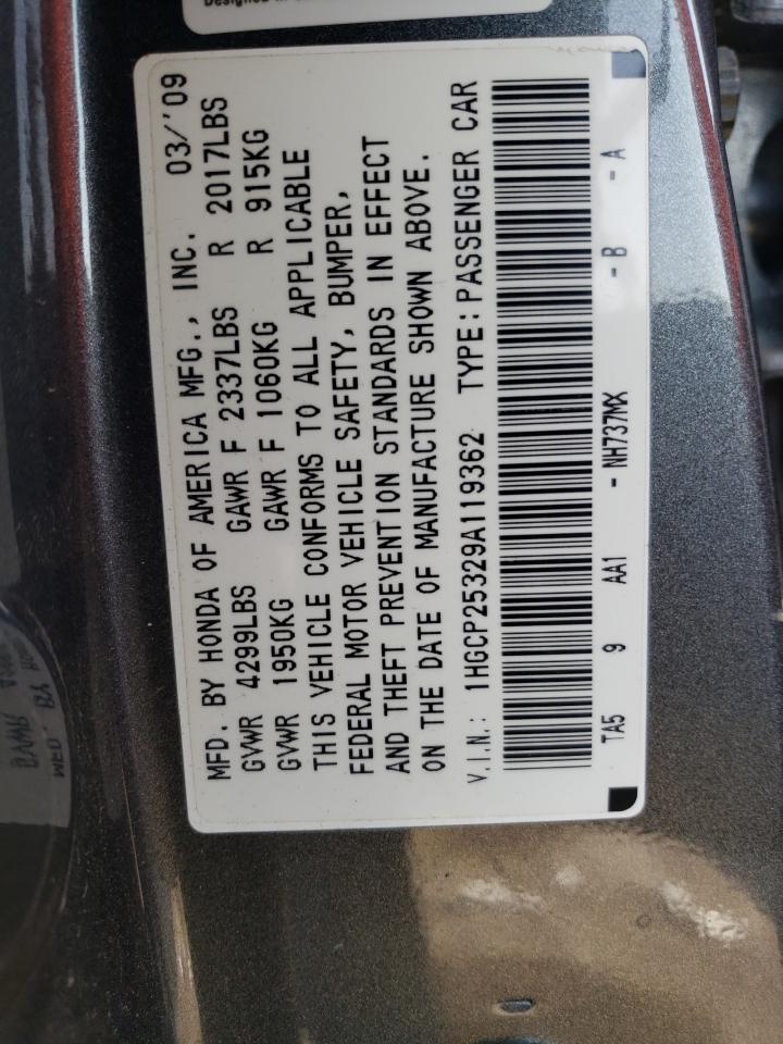 1HGCP25329A119362 2009 Honda Accord Lx