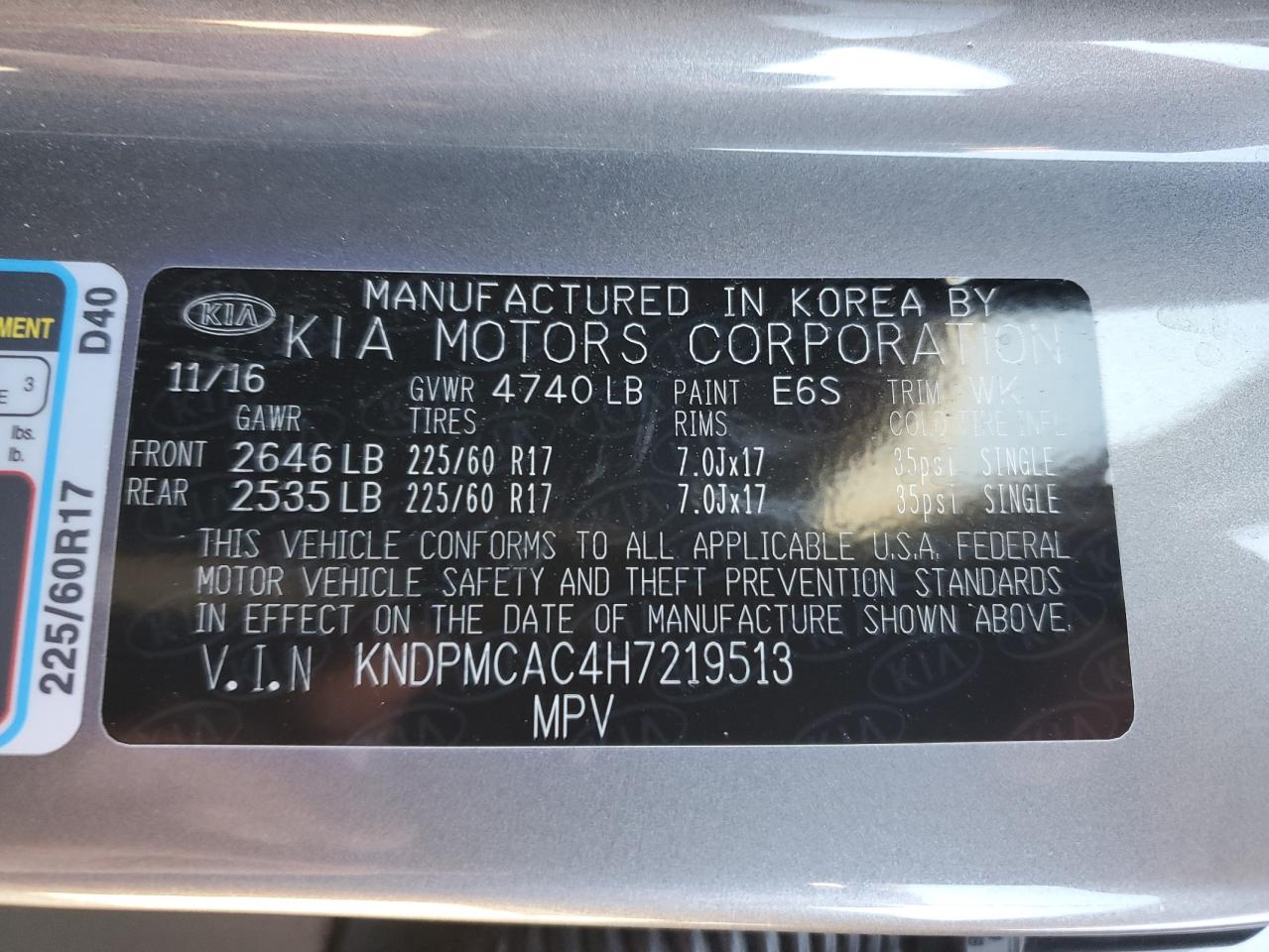 KNDPMCAC4H7219513 2017 Kia Sportage Lx