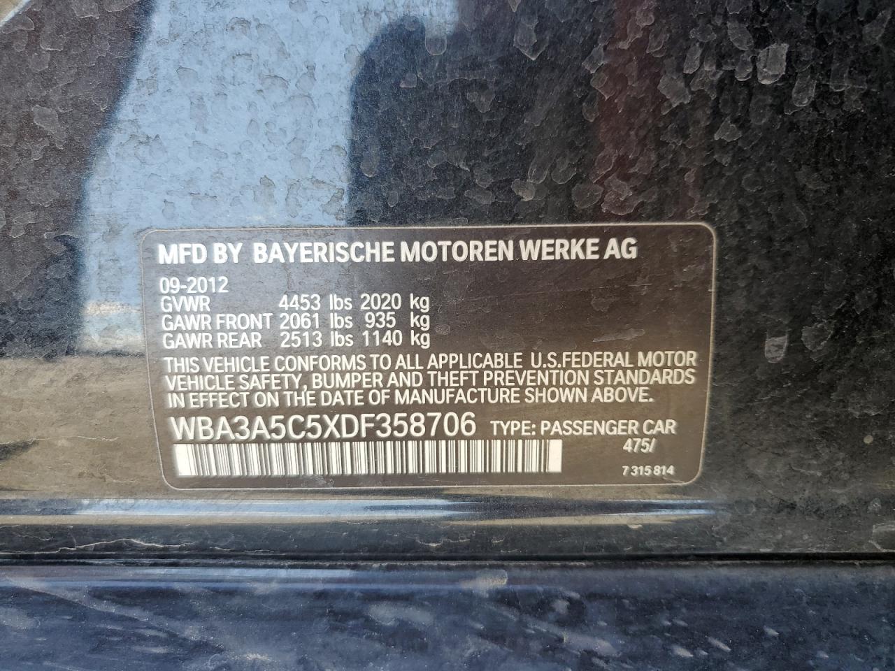 WBA3A5C5XDF358706 2013 BMW 328 I