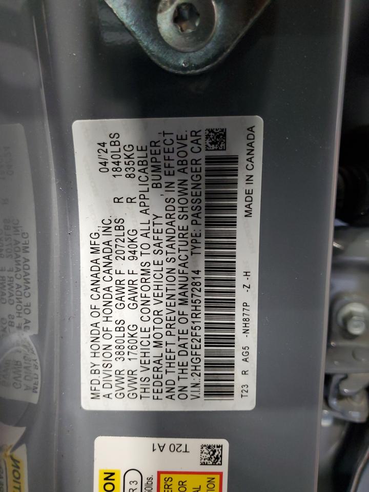 2HGFE2F51RH572814 2024 Honda Civic Sport 2HGFE2F51RH572814 2024 Honda Civic Sport