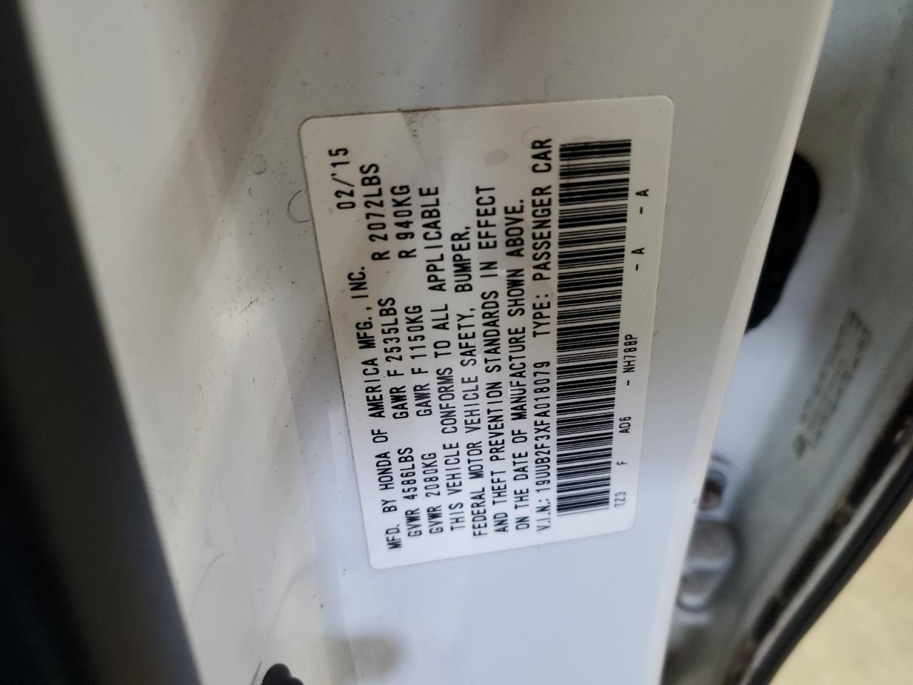 19UUB2F3XFA018079 2015 Acura Tlx